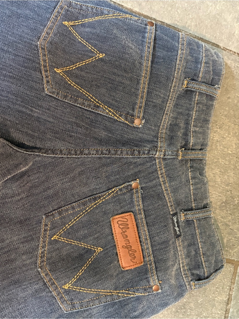 Wrangler Blue Denim Jeans with Yellow Stitching
